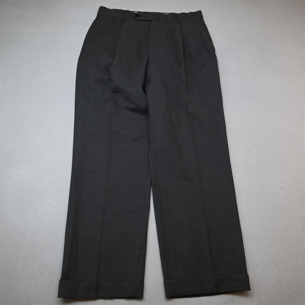 Nautica 32x30 Gray 100% Wool Pleated Cuffed Classic Dress Mens Pants